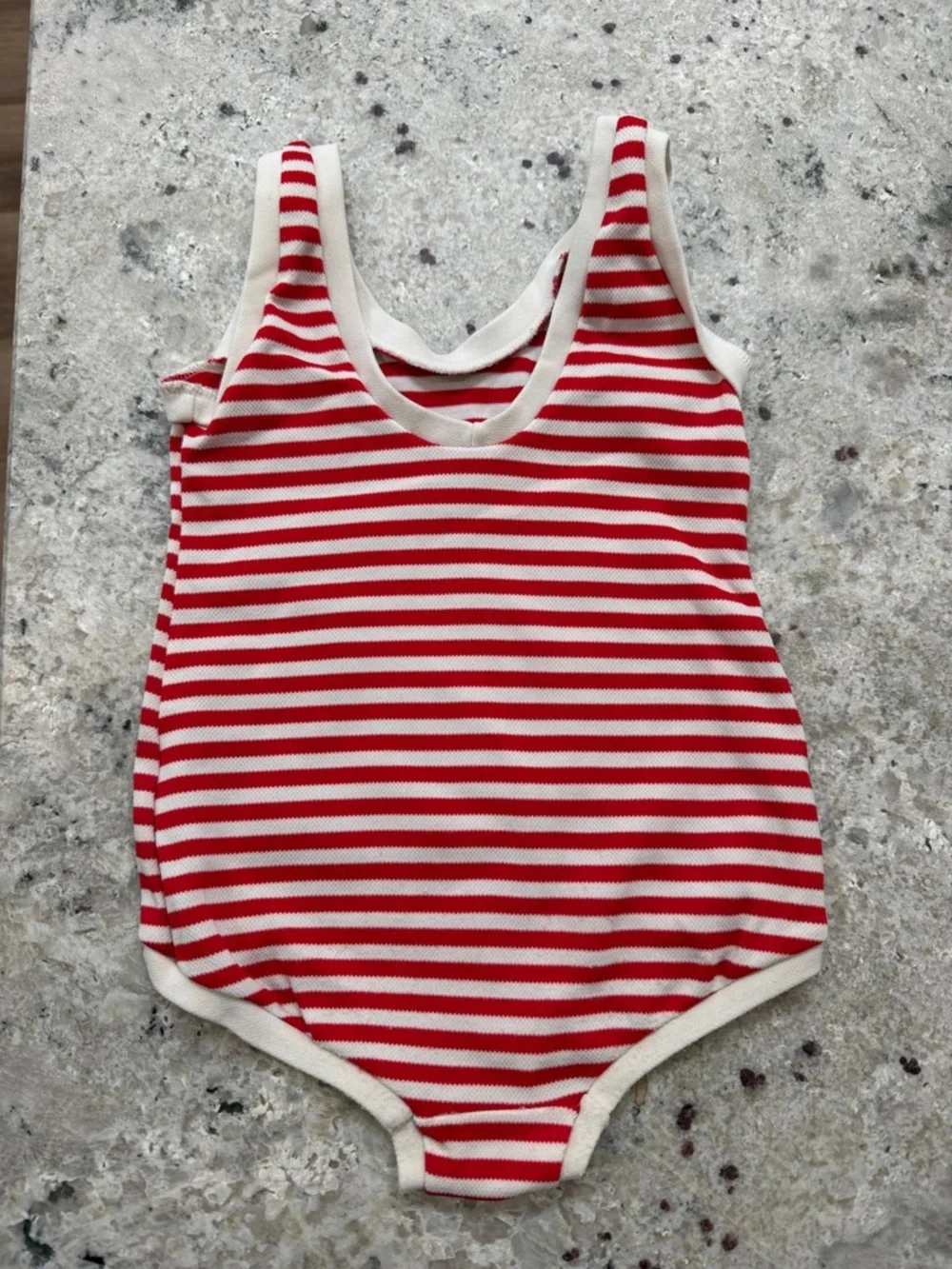 Rare Vintage 1960s Girls Swimsuit Red Striped Sea Creatures One Piece Size 6